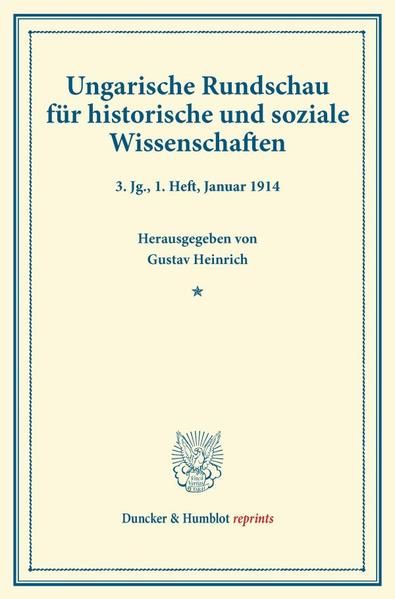 Produktbild: Ungarische Rundschau f&uuml;r historische und soziale Wissenschaften.