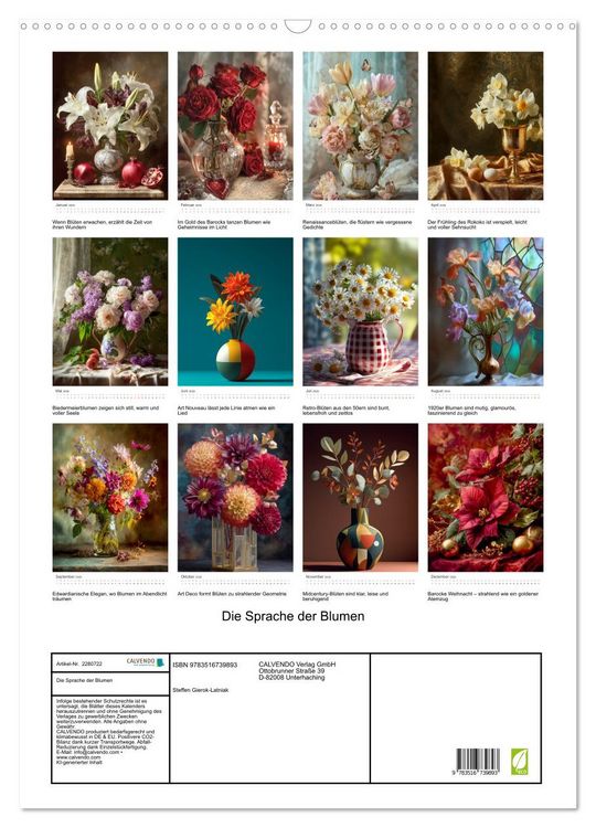 Produktbild: Die Sprache der Blumen (Wandkalender 2026 DIN A2 hoch), CALVENDO Monatskalender