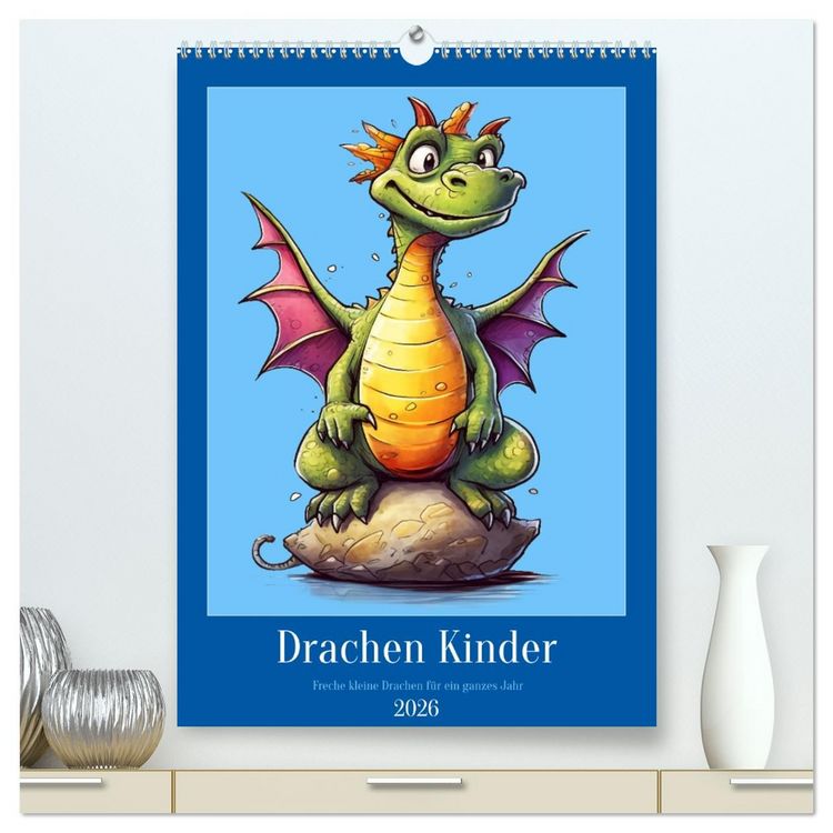 Produktbild: Drachen Kinder (hochwertiger Premium Wandkalender 2026 DIN A2 hoch), Kunstdruck in Hochglanz