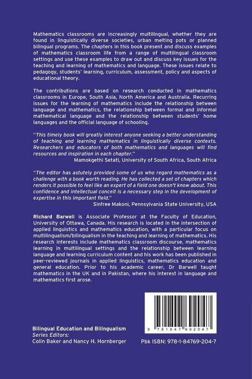 Produktbild: Multilingualism in Mathematics Classrooms