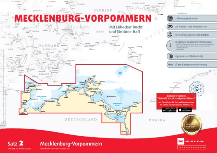 Produktbild: Sportbootkarten Satz 2: Mecklenburg-Vorpommern (Ausgabe 2025)