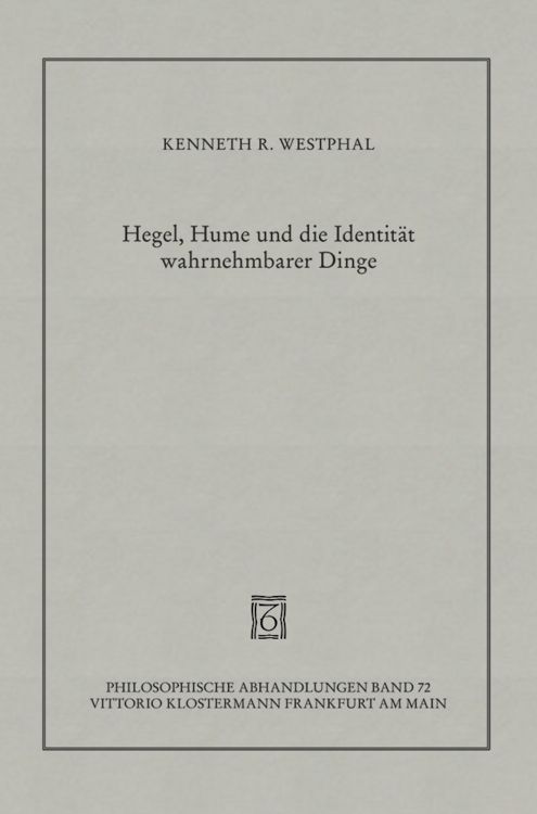 Produktbild: Hegel, Hume und die Identit&auml;t wahrnehmbarer Dinge