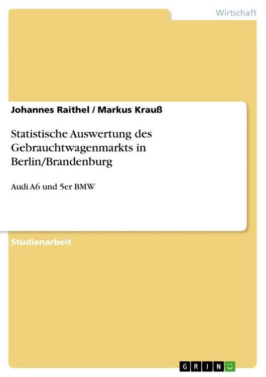 Produktbild: Statistische Auswertung des Gebrauchtwagenmarkts in Berlin/Brandenburg