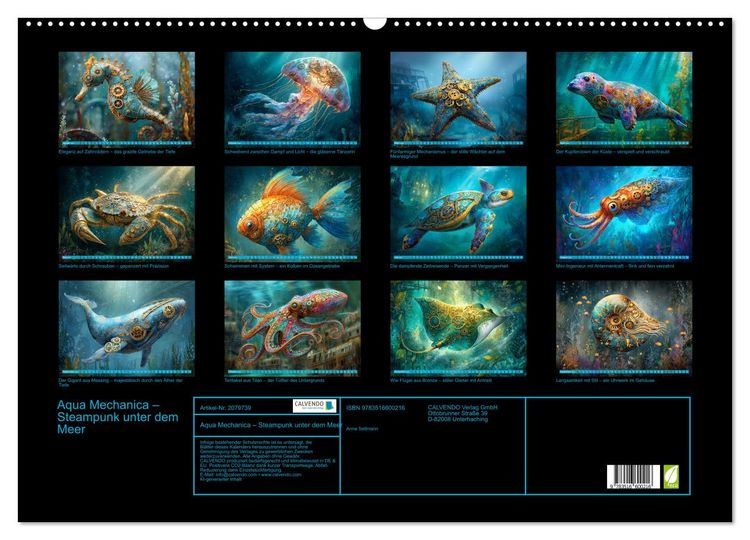 Produktbild: Aqua Mechanica &ndash; Steampunk unter dem Meer (Wandkalender 2026 DIN A2 quer), CALVENDO Monatskalender