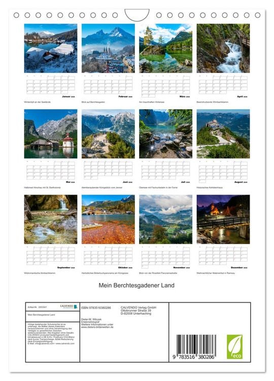 Produktbild: Mein Berchtesgadener Land (Wandkalender 2026 DIN A4 hoch), CALVENDO Monatskalender