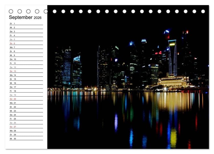 Produktbild: Singapur - Die Farben der Nacht (Tischkalender 2026 DIN A5 quer), CALVENDO Monatskalender