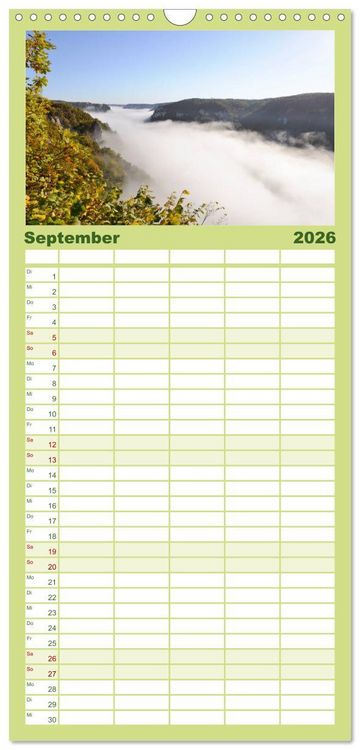 Produktbild: Familienplaner 2026 - Das Donautal - Wanderparadies auf der Schw&auml;bischen Alb mit 5 Spalten (Wandkalender, 21 x 45 cm) CALVENDO