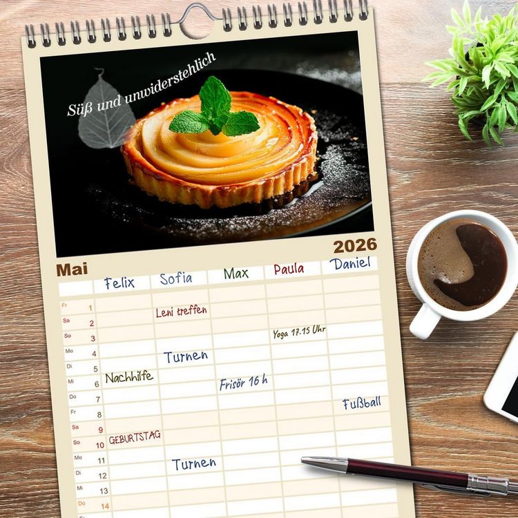 Produktbild: Familienplaner 2026 - Dessert - Liebe auf den ersten Biss mit 5 Spalten (Wandkalender, 21 x 45 cm) CALVENDO