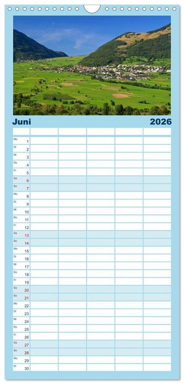 Produktbild: Familienplaner 2026 - Vinschgau - Die Sonnenseite S&uuml;dtirols mit 5 Spalten (Wandkalender, 21 x 45 cm) CALVENDO