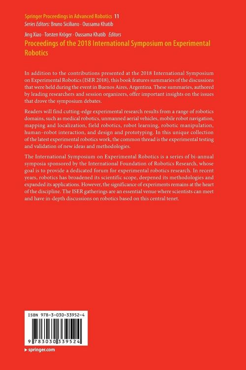Produktbild: Proceedings of the 2018 International Symposium on Experimental Robotics