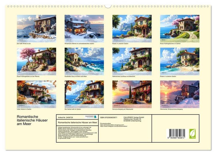 Produktbild: Romantische italienische H&auml;user am Meer (hochwertiger Premium Wandkalender 2027 DIN A2 quer), Kunstdruck in Hochglanz