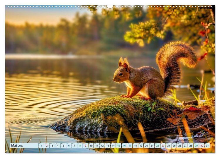 Produktbild: M&auml;rchenhafte Eichh&ouml;rnchen (hochwertiger Premium Wandkalender 2027 DIN A2 quer), Kunstdruck in Hochglanz