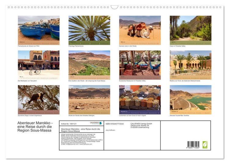 Produktbild: Abenteuer Marokko - eine Reise durch die Region Sous-Massa (Wandkalender 2026 DIN A2 quer), CALVENDO Monatskalender
