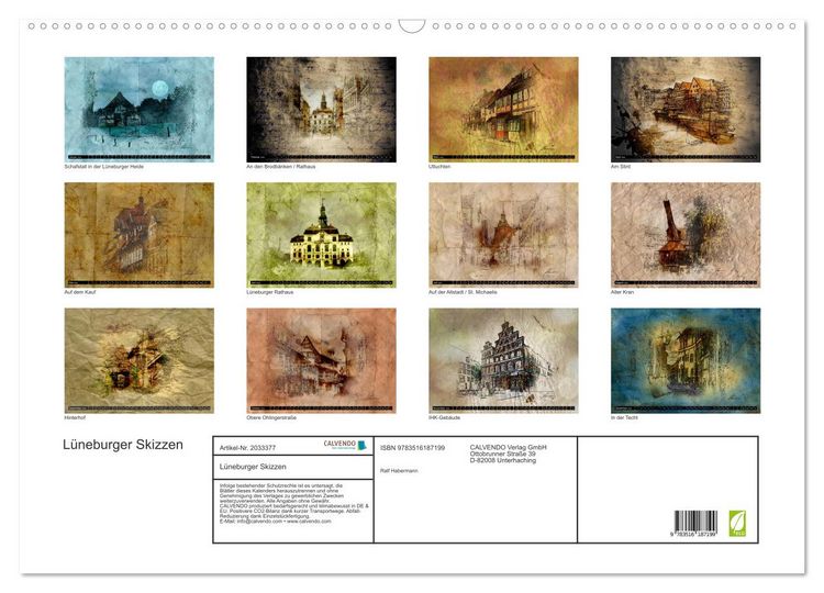 Produktbild: L&uuml;neburger Skizzen (Wandkalender 2026 DIN A2 quer), CALVENDO Monatskalender