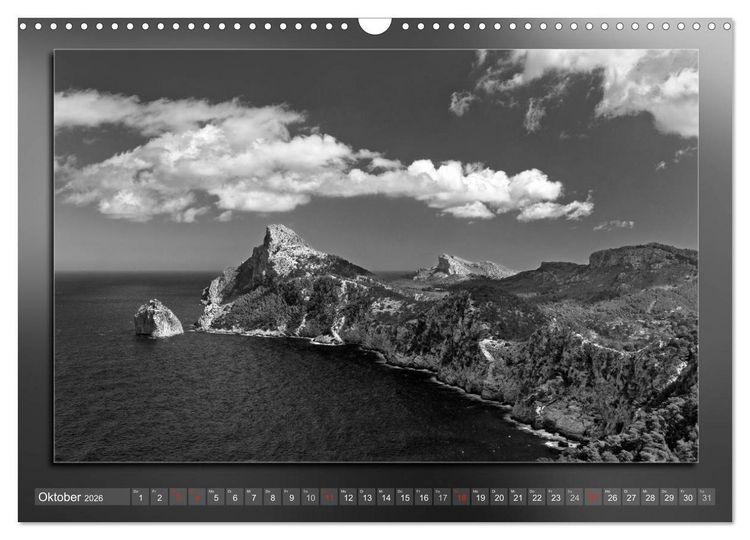 Produktbild: Mallorca Schwarz Wei&szlig; (Wandkalender 2026 DIN A3 quer), CALVENDO Monatskalender