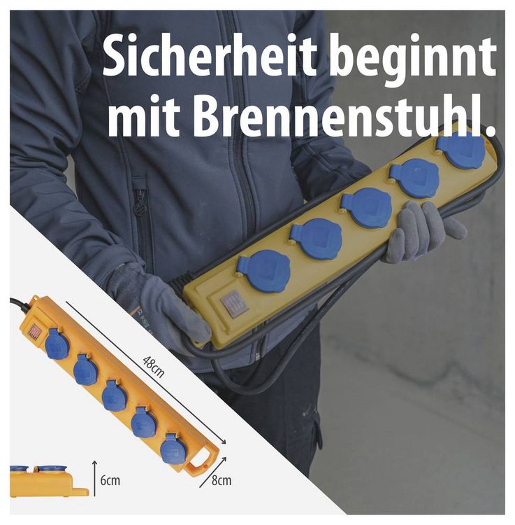 Produktbild: Brennenstuhl 1159900205 Steckdosenleiste mit Schalter Gelb Schutzkontakt 1 St.