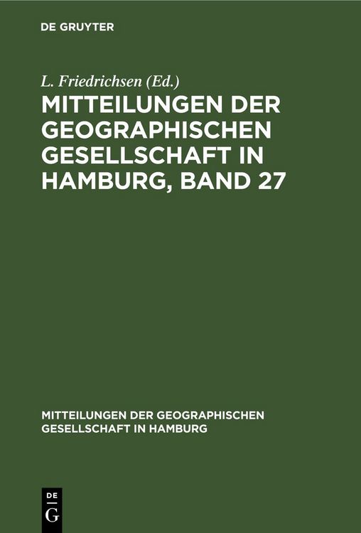 Produktbild: Mitteilungen der Geographischen Gesellschaft in Hamburg, Band 27