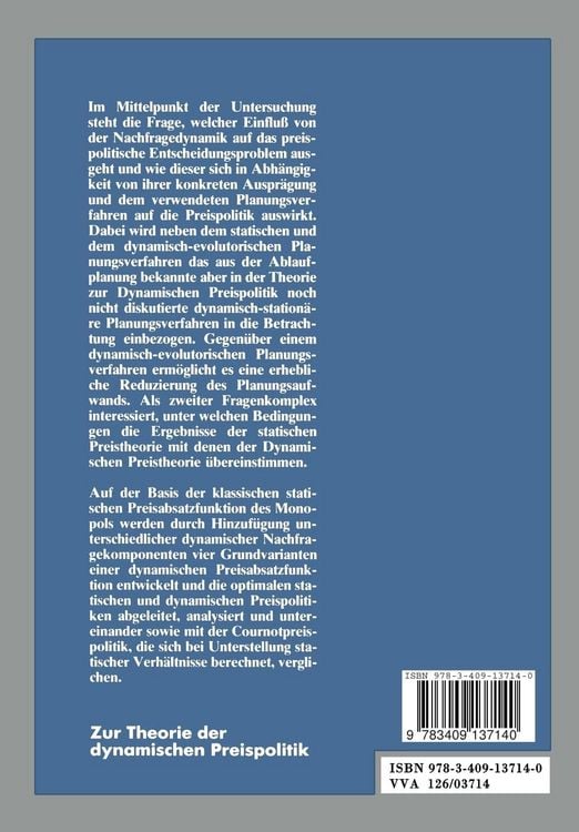 Produktbild: Zur Theorie der dynamischen Preispolitik