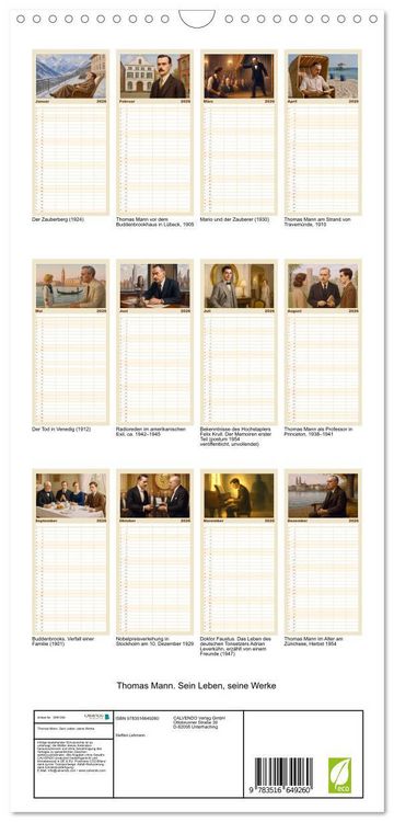 Produktbild: Familienplaner 2026 - Thomas Mann. Sein Leben, seine Werke mit 5 Spalten (Wandkalender, 21 x 45 cm) CALVENDO