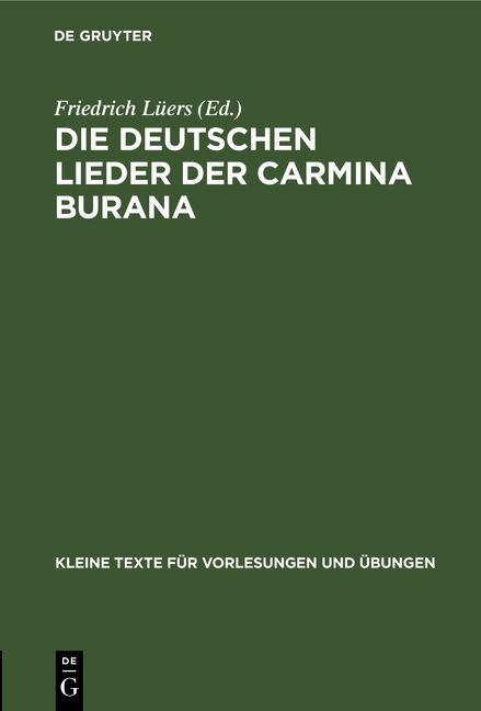 Produktbild: Die deutschen Lieder der Carmina Burana