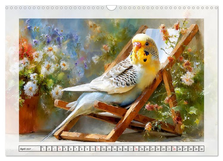 Produktbild: Wellensittiche. Fr&ouml;hliche Seelen auf der Terrasse (Wandkalender 2027 DIN A3 quer), CALVENDO Monatskalender