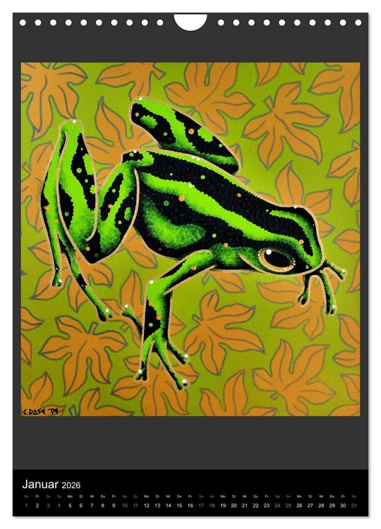 Produktbild: Acrylic paintings - Pfeilgiftfr&ouml;sche und Cham&auml;leons (Wandkalender 2026 DIN A4 hoch), CALVENDO Monatskalender