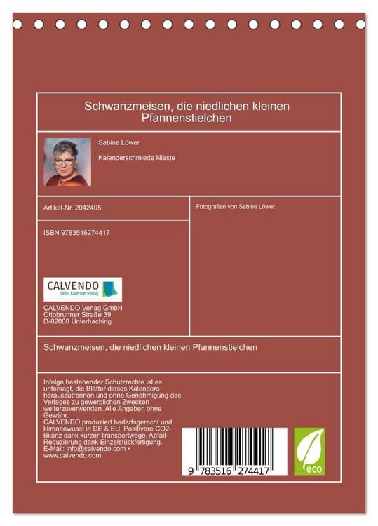 Produktbild: Schwanzmeisen, die niedlichen kleinen Pfannenstielchen (Tischkalender 2026 DIN A5 hoch), CALVENDO Monatskalender