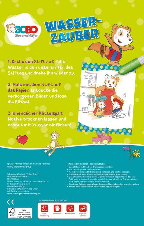 Produktbild: Bobo Siebenschl&auml;fer Wasserzauber: Wassermalbuch f&uuml;r Kinder ab 3 Jahren