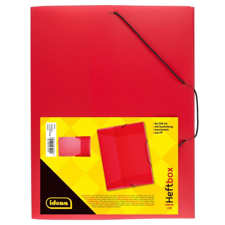 Produktbild: Idena Heftbox PP mit Gummizug transluzent rot DIN A4