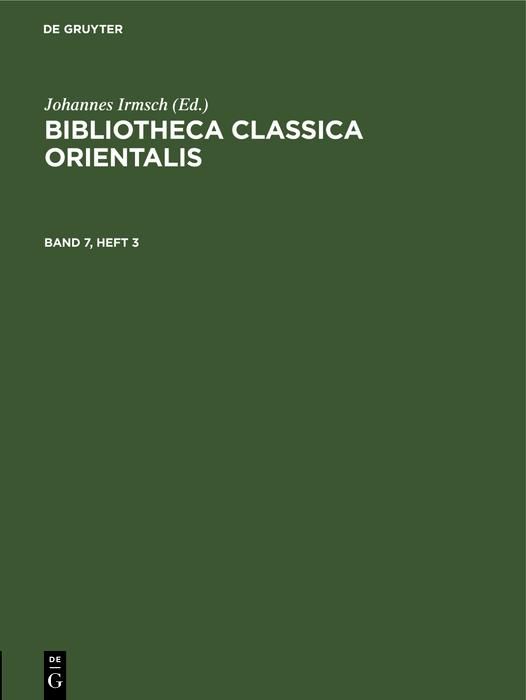 Produktbild: Bibliotheca Classica Orientalis. Band 7, Heft 3