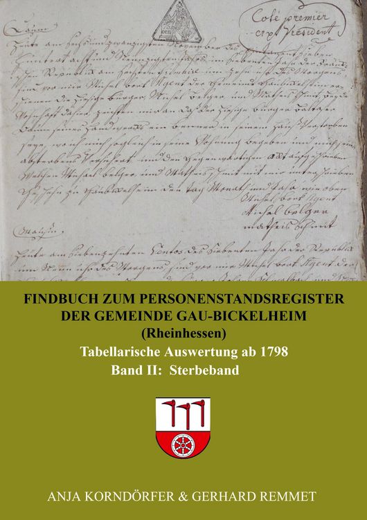 Produktbild: Findbuch zum Personenstandsregister der Gemeinde Gau-Bickelheim/Rheinhessen