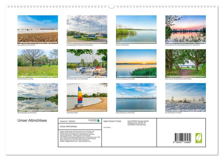 Produktbild: Unser Altm&uuml;hlsee (hochwertiger Premium Wandkalender 2026 DIN A2 quer), Kunstdruck in Hochglanz