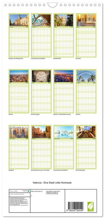 Produktbild: Familienplaner 2026 - Valencia - Eine Stadt voller Kontraste. mit 5 Spalten (Wandkalender, 21 x 45 cm) CALVENDO
