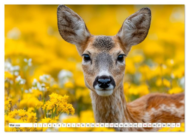 Produktbild: HIRSCHE UND REHE - Ein Jahr in freier Wildbahn (Wandkalender 2026 DIN A4 quer), CALVENDO Monatskalender