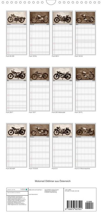 Produktbild: Familienplaner Motorrad Oldtimer aus &Ouml;sterreich (Wandkalender 2022 , 21 cm x 45 cm, hoch)