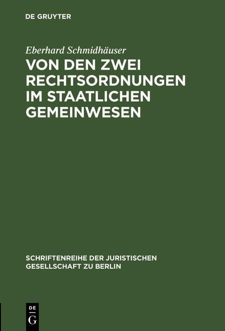 Produktbild: Von den zwei Rechtsordnungen im staatlichen Gemeinwesen