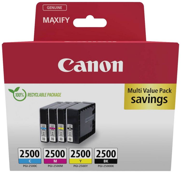 Produktbild: Canon Druckerpatrone PGI-2500 BK/C/M/Y Multipack Original Kombi-Pack Schwarz, Cyan, Magenta, Gelb 9290B006