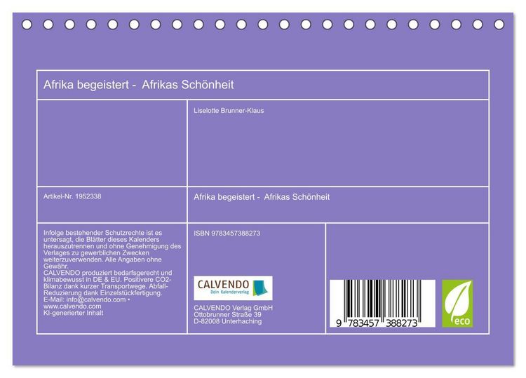 Produktbild: Afrika begeistert - Afrikas Sch&ouml;nheit (Tischkalender 2026 DIN A5 quer), CALVENDO Monatskalender