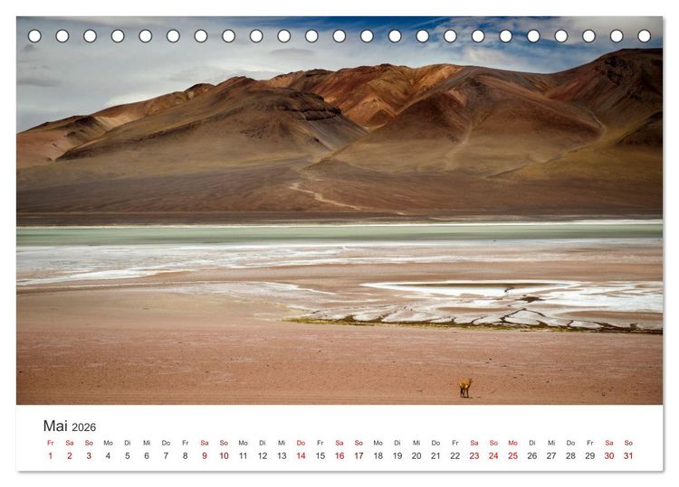 Produktbild: Die Farben der Anden - Argentinien und Chile (Tischkalender 2026 DIN A5 quer), CALVENDO Monatskalender