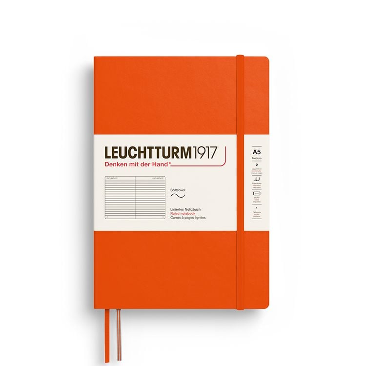 Produktbild: Notizbuch Medium (A5), Softcover, 123 nummerierte Seiten, Pumpkin, liniert