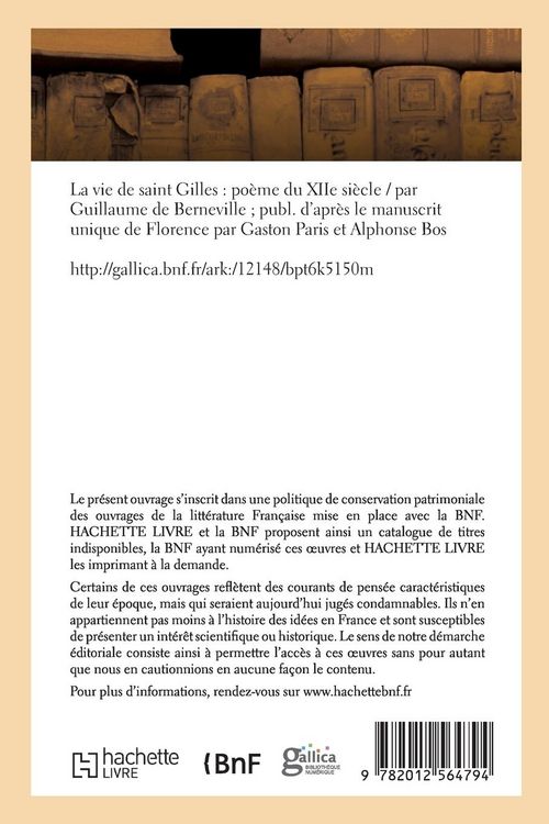 Produktbild: La Vie de Saint Gilles: Po&egrave;me Du Xiie Si&egrave;cle (&Eacute;d.1881)
