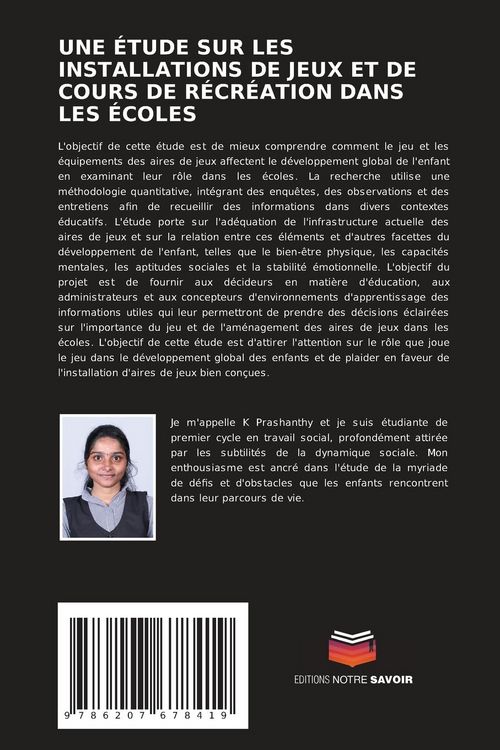 Produktbild: Une &Eacute;tude Sur Les Installations De Jeux Et De Cours De R&eacute;cr&eacute;ation Dans Les &Eacute;coles