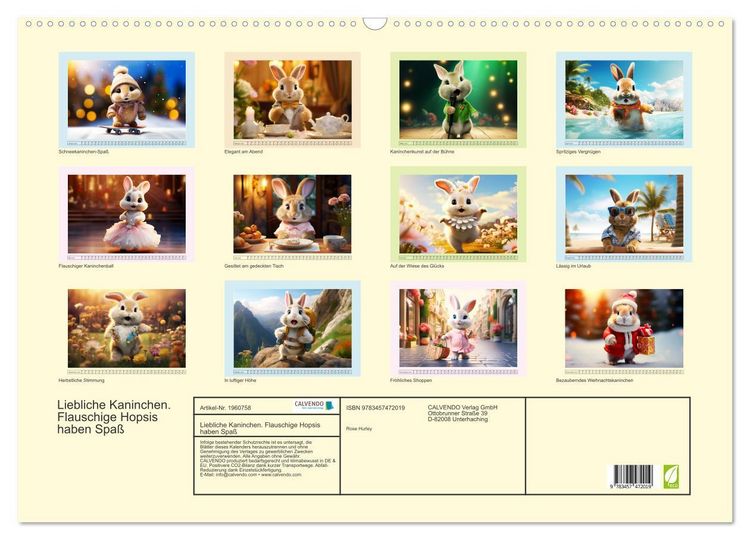 Produktbild: Liebliche Kaninchen. Flauschige Hopsis haben Spa&szlig; (Wandkalender 2026 DIN A2 quer), CALVENDO Monatskalender