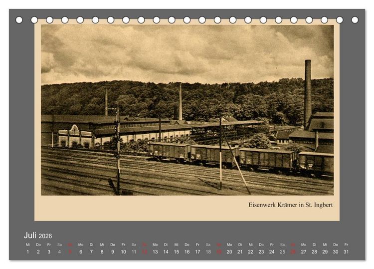 Produktbild: Saarland - vunn domols (frieher), Industrieanlagen (Tischkalender 2026 DIN A5 quer), CALVENDO Monatskalender