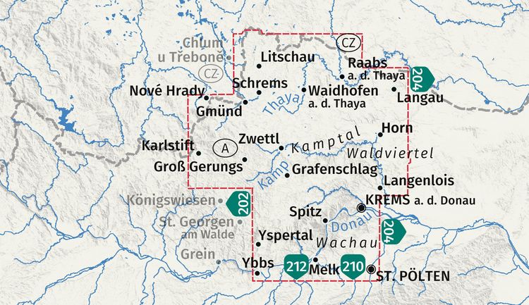 Produktbild: KOMPASS Wanderkarten-Set 203 Waldviertel, Kamptal, Wachau (2 Karten) 1:50.000