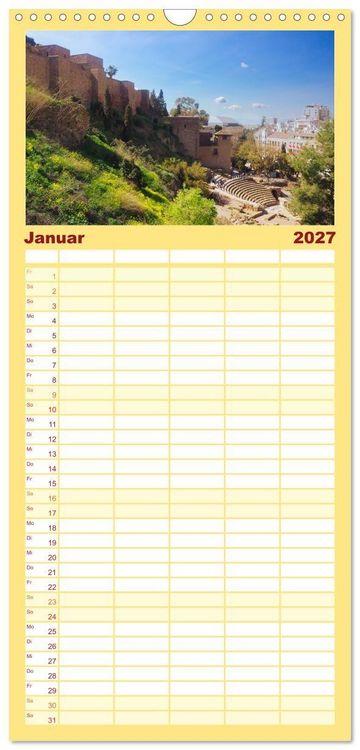 Produktbild: Familienplaner 2027 - Malaga Highlights der Stadt an der Costa del Sol mit 5 Spalten (Wandkalender, 21 x 45 cm) CALVENDO
