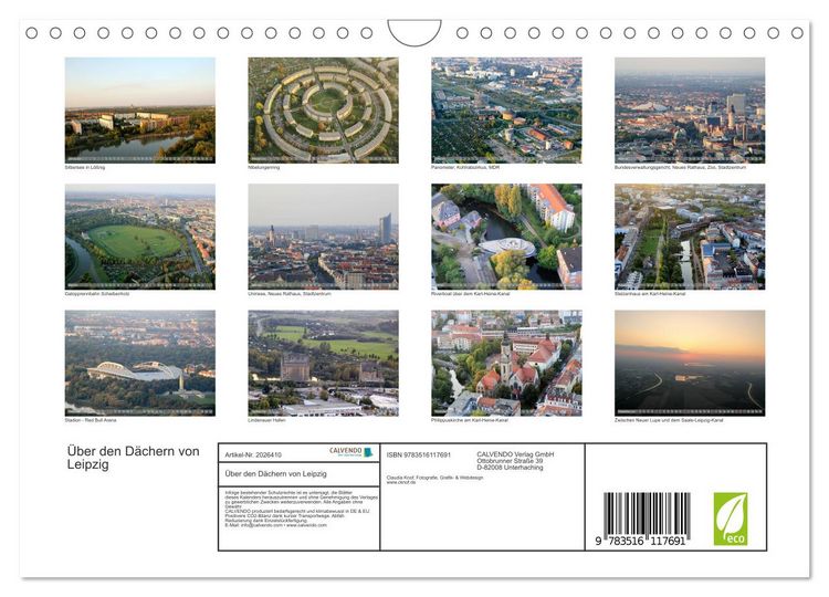 Produktbild: &Uuml;ber den D&auml;chern von Leipzig (Wandkalender 2026 DIN A4 quer), CALVENDO Monatskalender