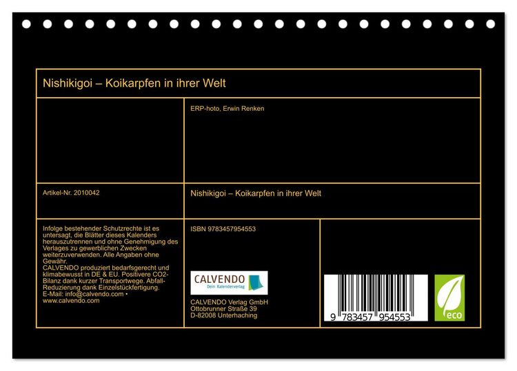 Produktbild: Nishikigoi &ndash; Koikarpfen in ihrer Welt (Tischkalender 2026 DIN A5 quer), CALVENDO Monatskalender