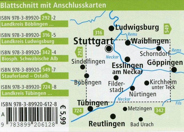 Produktbild: Publicpress Rad- und Wanderkarte Stuttgart, Fildergebiet, Rems- und Filstal 1:50.000