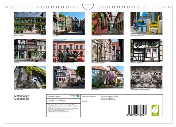 Produktbild: Malerisches Quedlinburg (Wandkalender 2026 DIN A4 quer), CALVENDO Monatskalender